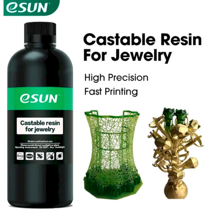 Фотополімерна гума для 3D принтера ESUN Castable Resin for Jewelry, 1кг, Green (CASTABLERES-JEW-G)