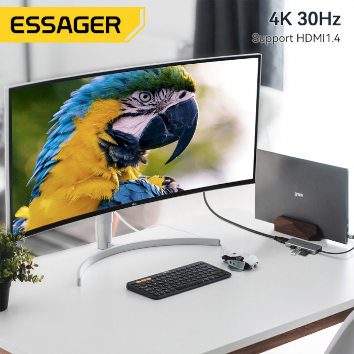 Порт-реплікатор ESSAGER 5-in-1 USB-C to 1xHDMI, 1xUSB-A3.0, 1xUSB-2.0, SD/TF (EHBC05-FH0G-P)