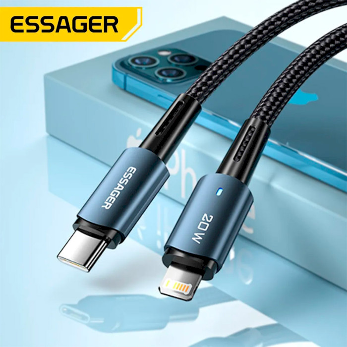 Кабель ESSAGER Sunset 20W Charging Cable Type-C to Lightning 0.5м Black (EXCTL-CGB01)