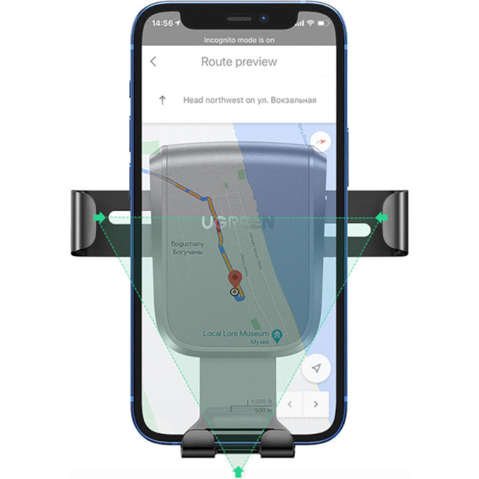 Автодержатель для смартфона UGREEN LP200 Gravity Phone Holder with Suction Cup Black (60990)