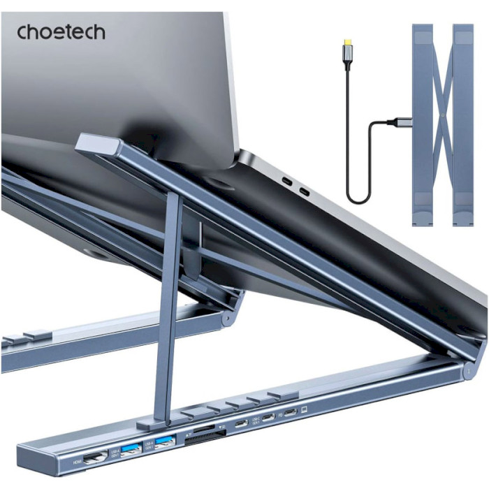 Порт-репликатор CHOETECH M19 7-in-1 USB-C Hub & Laptop Stand (HUB-M48-GY)