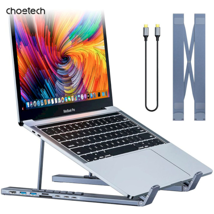 Порт-репликатор CHOETECH M19 7-in-1 USB-C Hub & Laptop Stand (HUB-M48-GY)