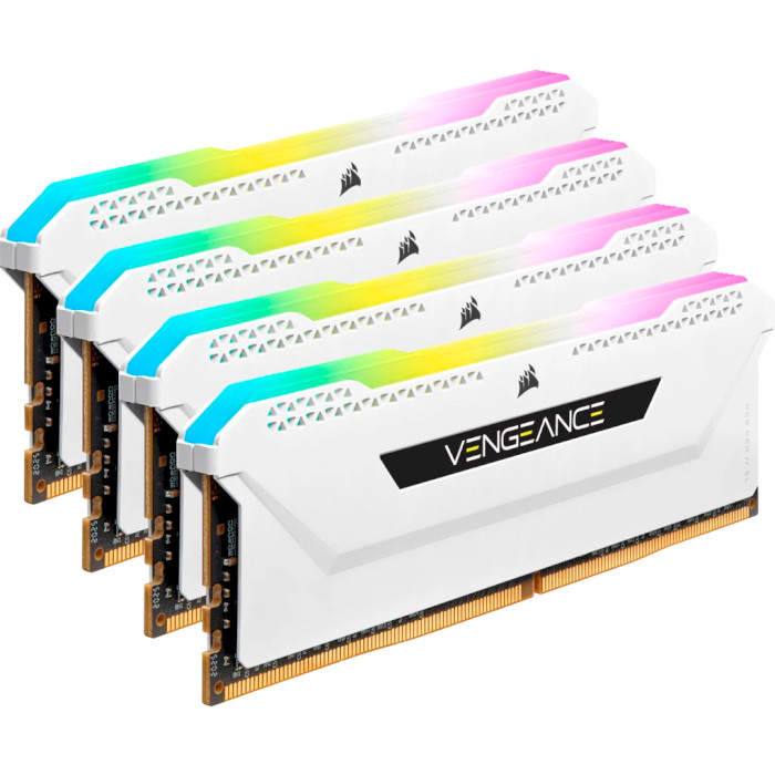 Модуль пам'яті CORSAIR Vengeance RGB Pro SL White DDR4 3600MHz 32GB Kit 4x8GB (CMH32GX4M4D3600C18W)