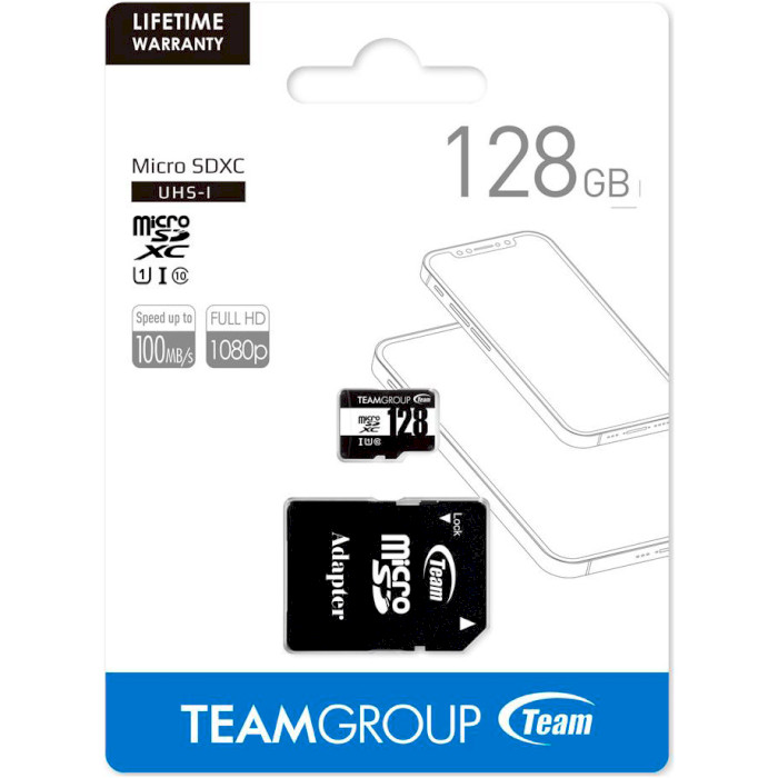 Карта пам'яті TEAM microSDXC 128GB UHS-I Class 10 + SD-adapter (TUSDX128GCL10U03)