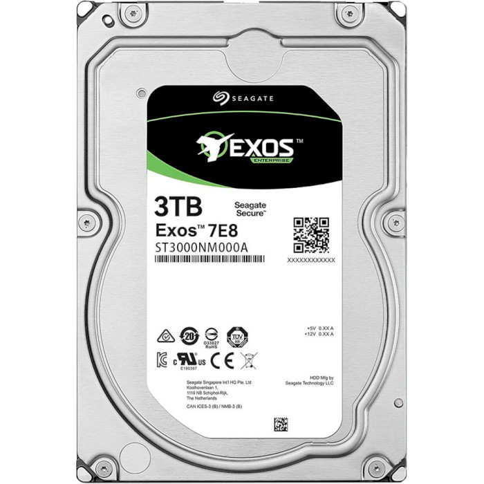 Жёсткий диск 3.5" SEAGATE Exos 7E8 3TB SATA/256MB (ST3000NM000A)