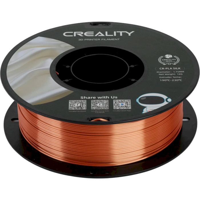 Пластик (філамент) для 3D принтера CREALITY CR-PLA Silk 1.75mm, 1кг, Red Copper (3301120002)