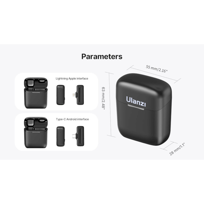 Мікрофон-петличка бездротовий ULANZI J11 Wireless Lavalier Microphone System USB-C (UV-3134)