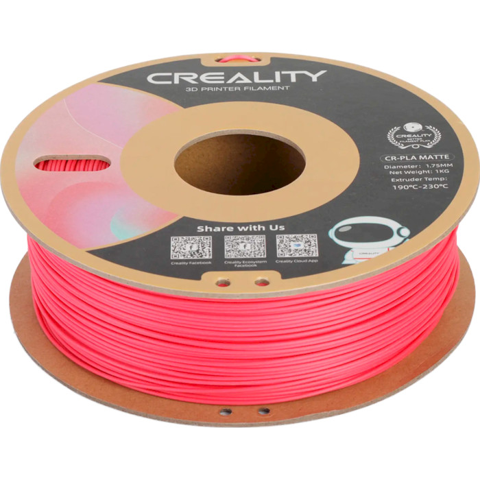 Пластик (филамент) для 3D принтера CREALITY CR-PLA Matte 1.75mm, 1кг, Strawberry Red (3301010300)