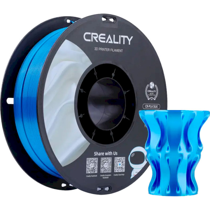 Пластик (філамент) для 3D принтера CREALITY CR-PLA Silk 1.75mm, 1кг, Blue (3301120006)