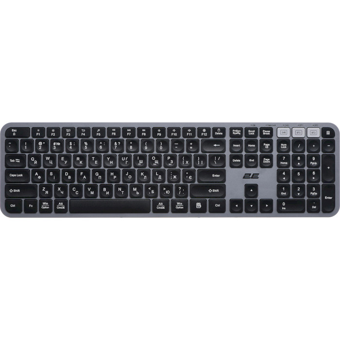 Клавіатура бездротова 2E KS240 WL BT EN/UA Black/Gray (2E-KS240WG_UA)