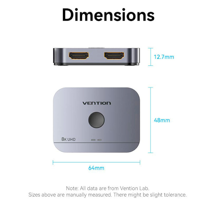 HDMI свитч 2 to 2 VENTION 2-Port Bi-Directional 8K HDMI Switcher (AKPH0)