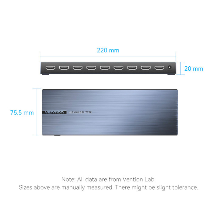 HDMI сплиттер 1 to 8 VENTION 1-in-8 Out HDMI Splitter 4K@30Hz (AKQB0-EU)