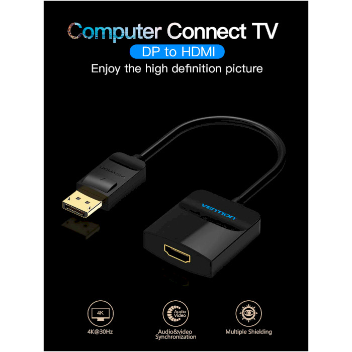 Адаптер VENTION DisplayPort - HDMI Black (HBGBB)