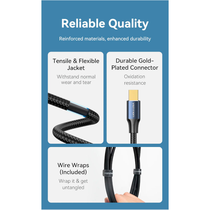 Кабель VENTION 8K Mini DisplayPort Male to Male HD Cable Mini DisplayPort 1.5м Black (HCGLG)