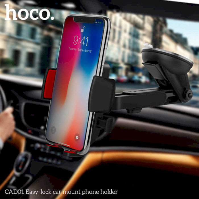 Автотримач для смартфона HOCO CAD01 Easy-Lock Car Mount Phone Holder Black