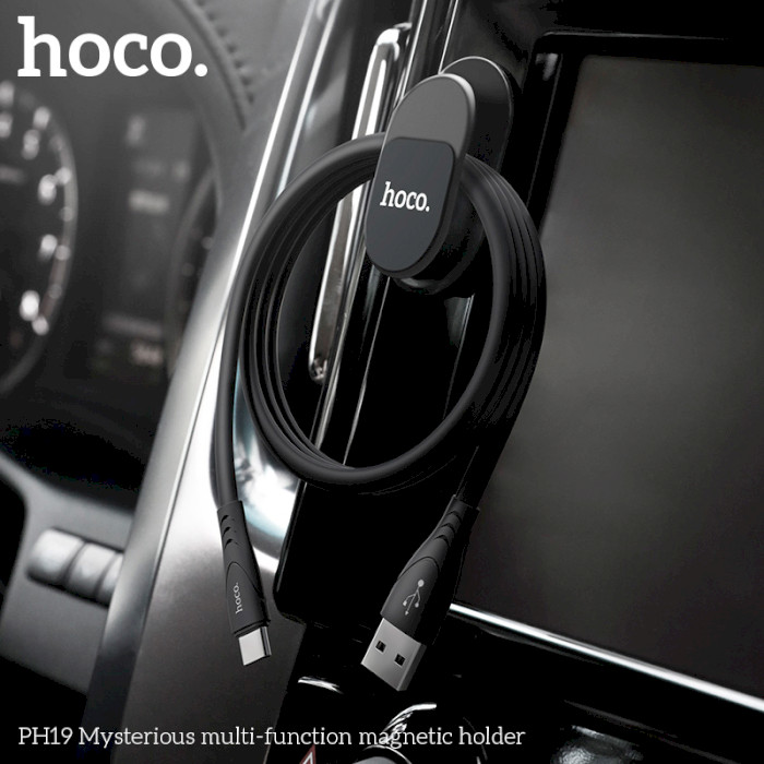 Автодержатель для смартфона HOCO PH19 Multi - Function Holder Magnet & Hook Black