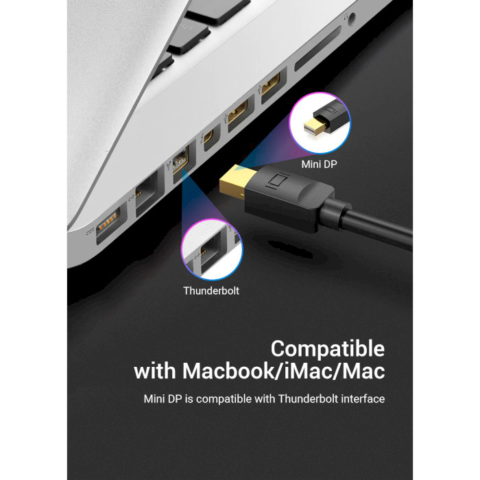Кабель VENTION Mini DisplayPort to HDMI Cable Mini DisplayPort - HDMI v1.4 2м Black (HABBH)