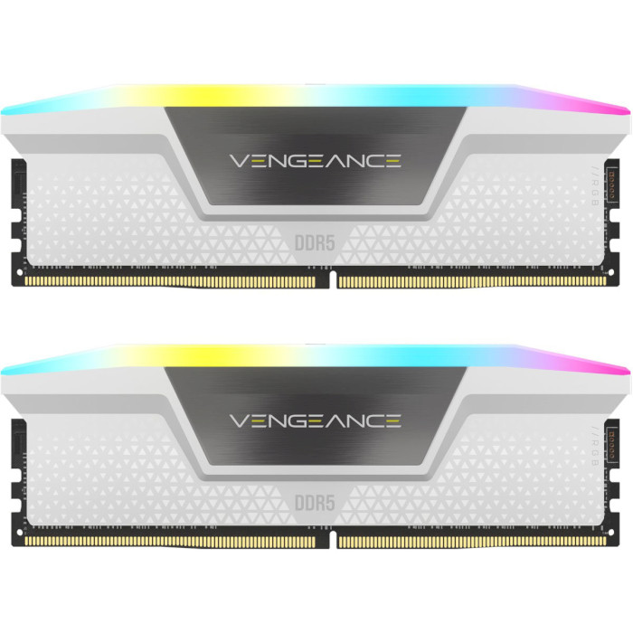 Модуль памяти CORSAIR Vengeance RGB White DDR5 6000MHz 32GB Kit 2x16GB (CMH32GX5M2E6000C36W)