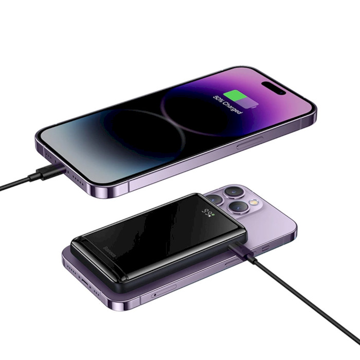 Повербанк с беспроводной зарядкой BASEUS Magnetic Bracket Wireless Fast Charge Power Bank 20W 10000mAh Purple (PPCX080005)
