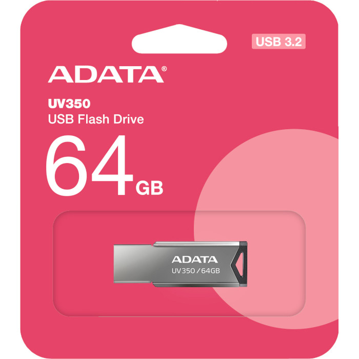 Флешка ADATA UV350 64GB Silver (AUV350-64G-RBK)
