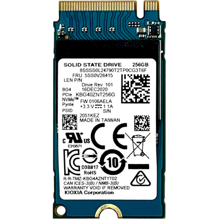 SSD диск KIOXIA (Toshiba) BG4 256GB M.2 NVMe Bulk (KBG40ZNT256G)