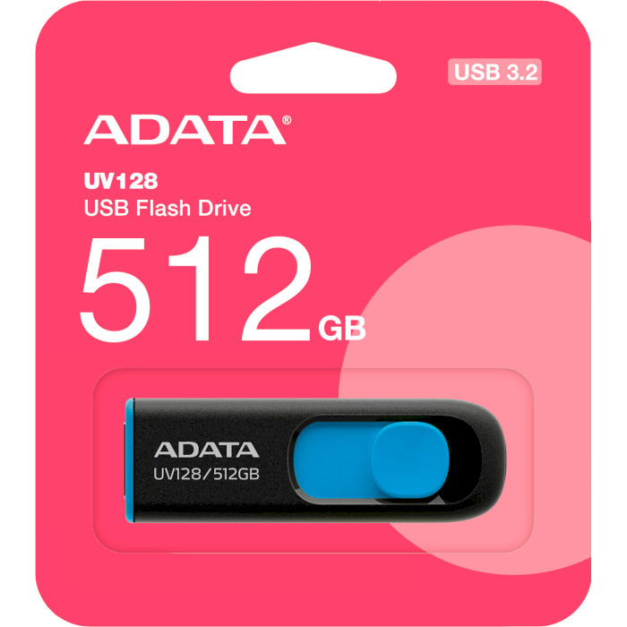 Флэшка ADATA UV128 512GB Black/Blue (AUV128-512G-RBE)