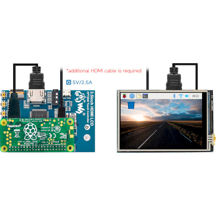 Дисплей WAVESHARE 3.5" 480x320 LCD IPS Resistive TS HDMI for Pi 3/4 (RA415)