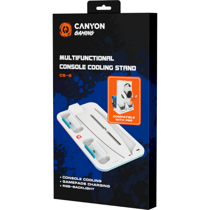 Зарядная станция CANYON CS-5 PS5 Charger Stand White для PS5 (CND-CSPS5W)