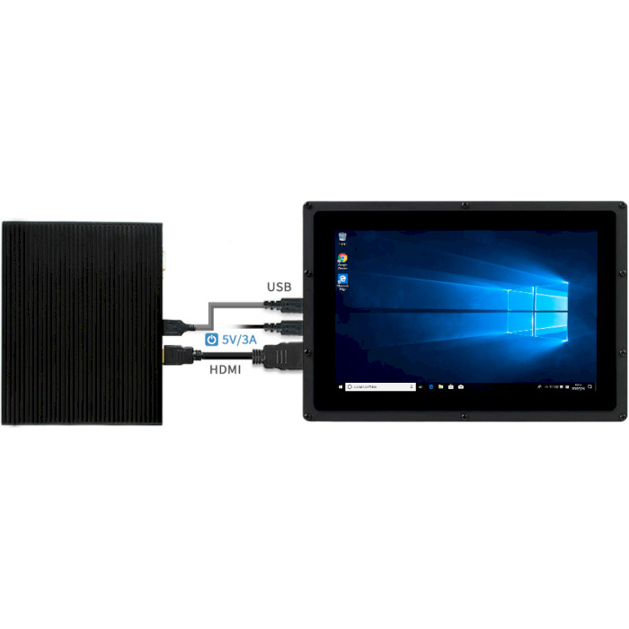 Корпус c екраном WAVESHARE 10.1" 1280x800 LCD IPS Capacitive TS HDMI for Pi 4/3 (RA570)