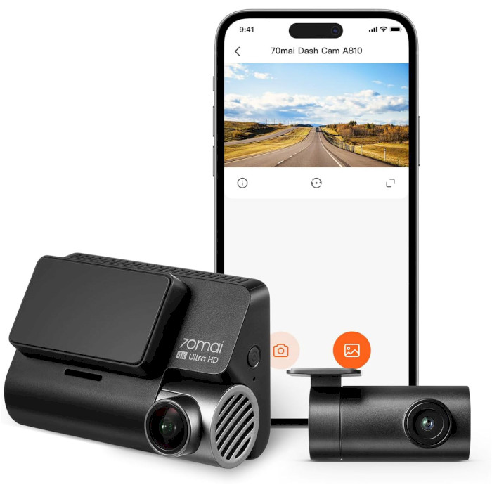 Автомобильный видеорегистратор с камерой заднего вида XIAOMI 70MAI Dash Cam Set 4K A810-2