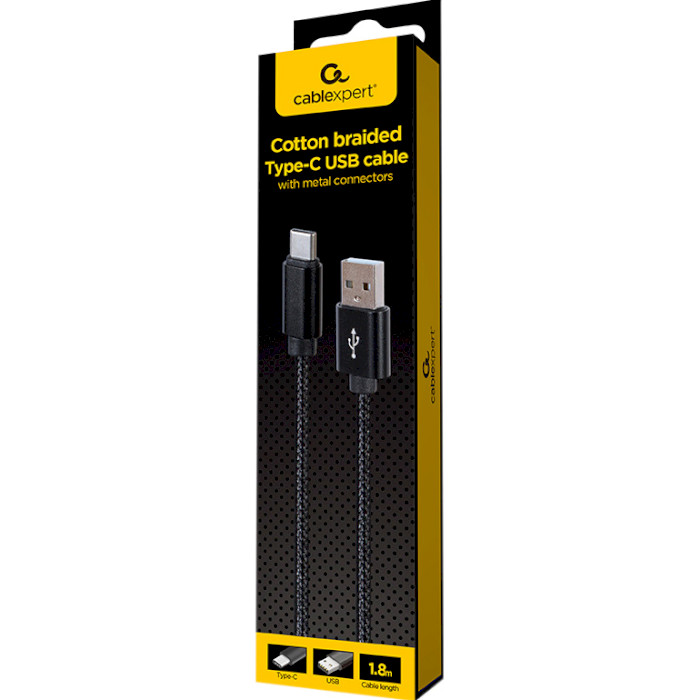 Кабель CABLEXPERT USB2.0 AM/CM 1.8м Black (CCDB-MUSB2B-AMCM-6)