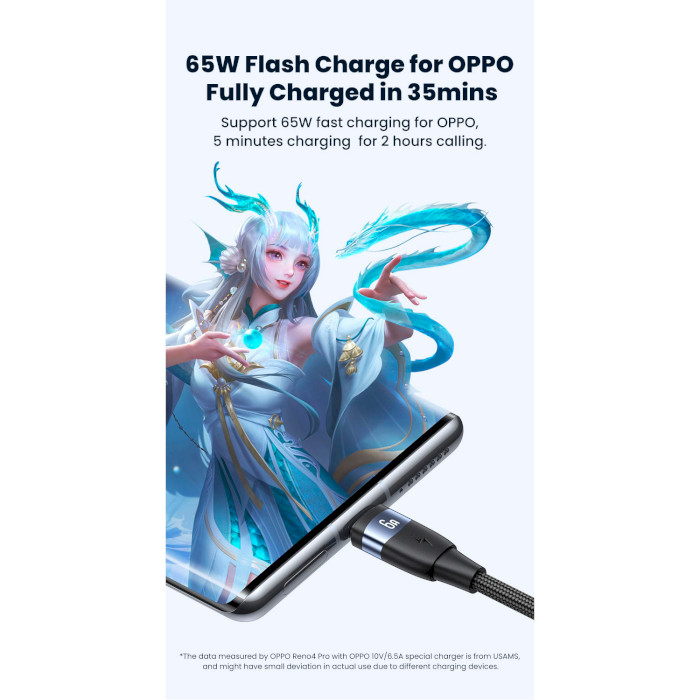 Кабель USAMS US-SJ630 U85 Type-C 6A Aluminum Alloy Fast Charging & Data Cable 1.2м Black (SJ630USB01)