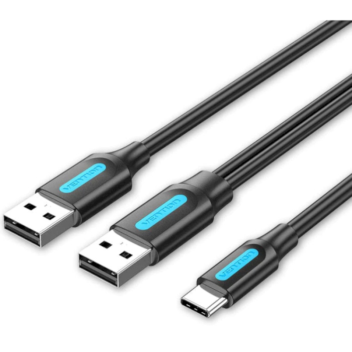 Кабель VENTION 2-in-1 USB-С to Dual USB-A 1м Black (CQKBF)