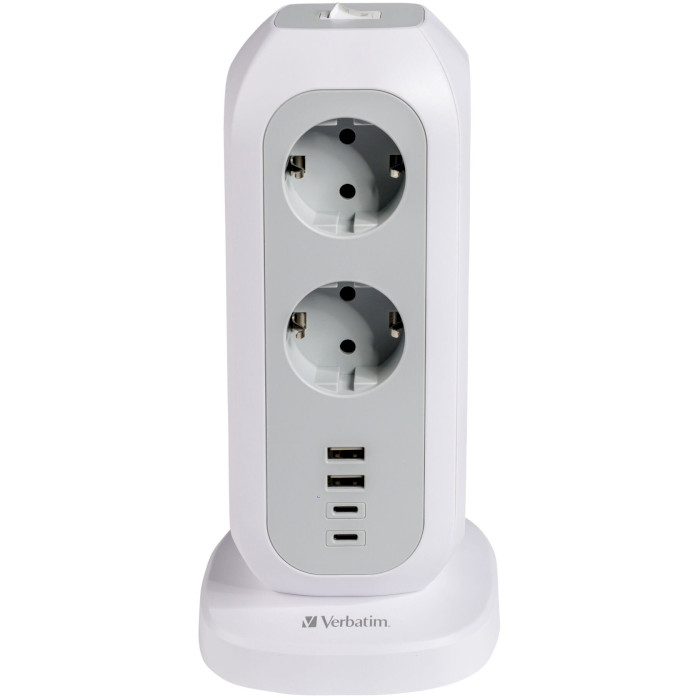 Мережевий фільтр VERBATIM EUPT-01 White, 11 розеток, 2xUSB-C, 2xUSB, 2м