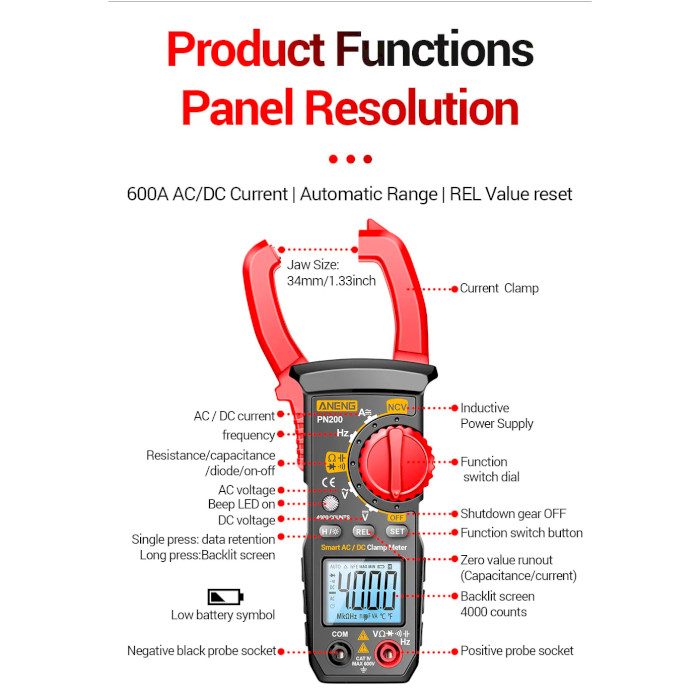 Струмовимірювальні кліщі ANENG PN200