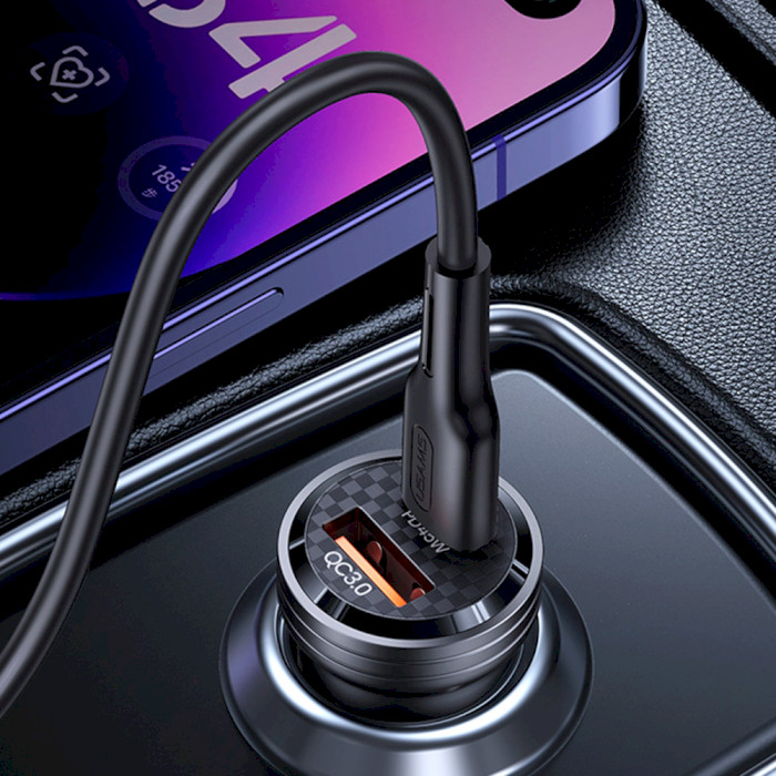 Автомобільний зарядний пристрій USAMS US-CC175 C35 45W Aluminum Alloy Transparent Mini Car Charger Black (CC175CC01)