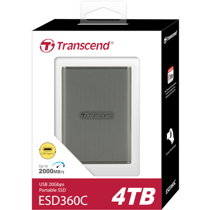 Портативний SSD диск TRANSCEND ESD360C 4TB USB3.2 Gen2x2 Gray (TS4TESD360C)