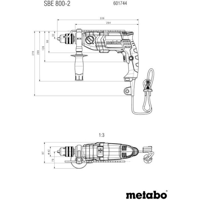 Ударний дриль METABO SBE 800-2 (601744000)