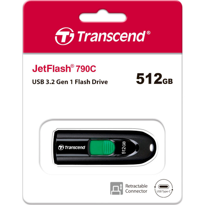 Флэшка TRANSCEND JetFlash 790C 512GB USB-C3.2 (TS512GJF790C)