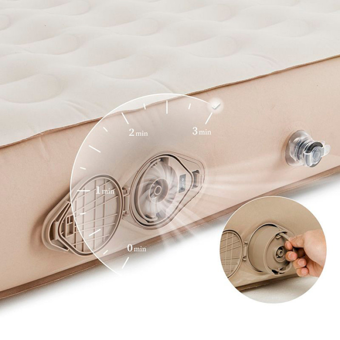 Надувной матрас NATUREHIKE Triple Outdoor Self-Inflating Air Bed 206x187 Beige (CNH22DZ024-T)