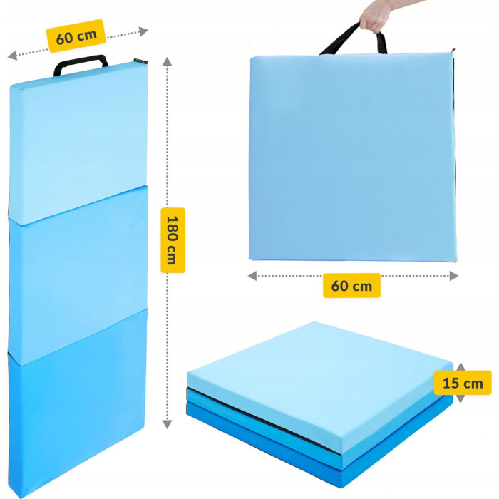 Складной гимнастический мат 4FIZJO Tri-Fold Folding Exercise Mat Blue (4FJ0570)