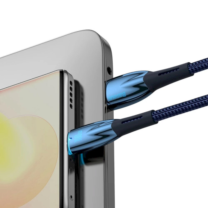 Кабель BASEUS Glimmer Series Fast Charging Data Cable USB to Type-C 100W 1м Blue (CADH000403)