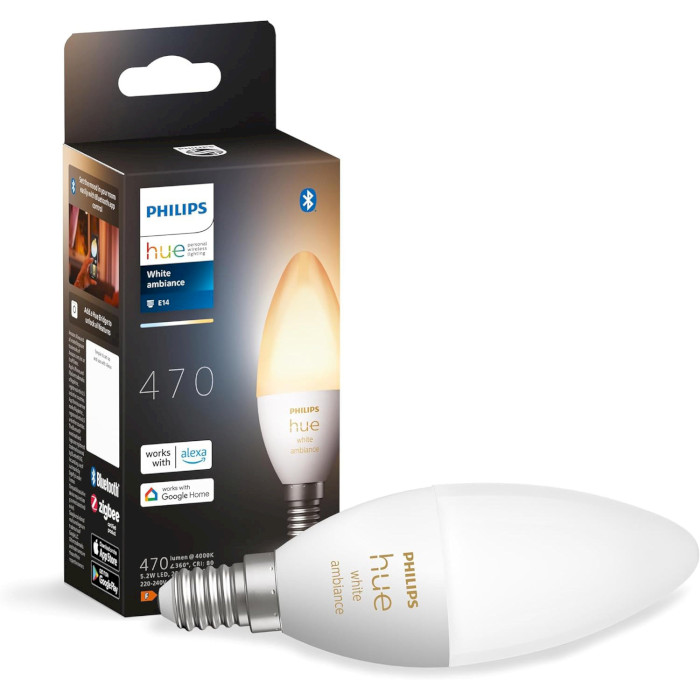 Розумна лампа PHILIPS HUE White Ambiance E14 4W 2200-6500K (929002294403)