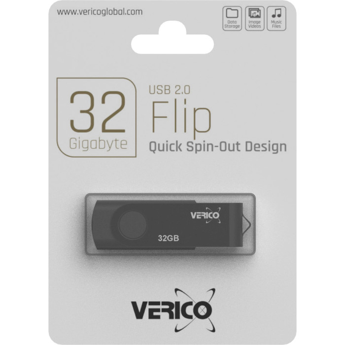 Флешка VERICO Flip 32GB USB2.0 Black (1UDOV-R0BK33-NN)