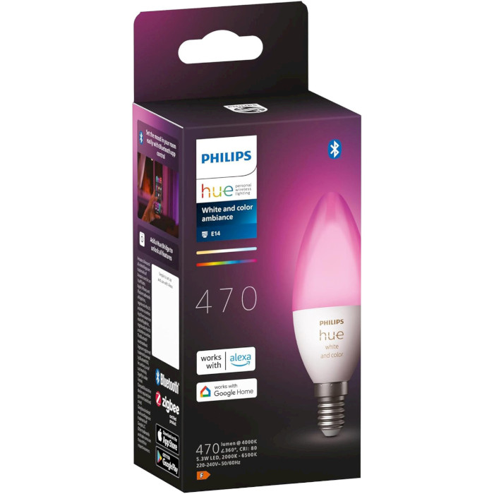 Розумна лампа PHILIPS HUE White and Color Ambiance E14 4W 2000-6500K (929002294204)