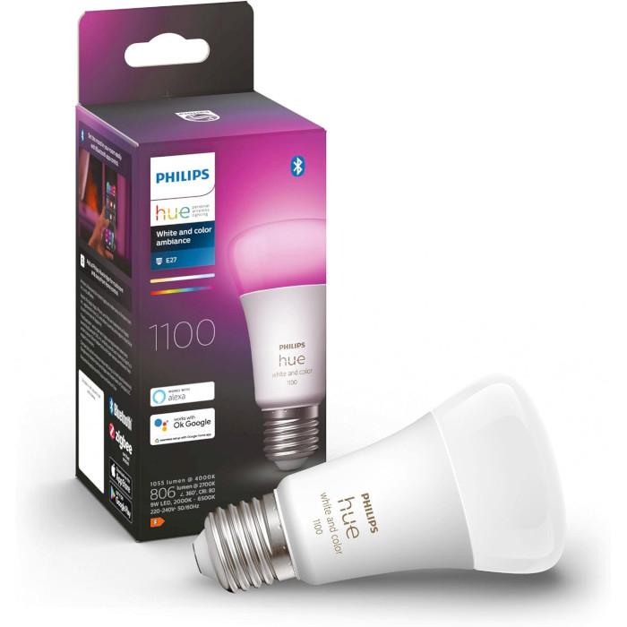 Розумна лампа PHILIPS HUE White and Color Ambiance E27 9W 2000-6500K (929002468801)