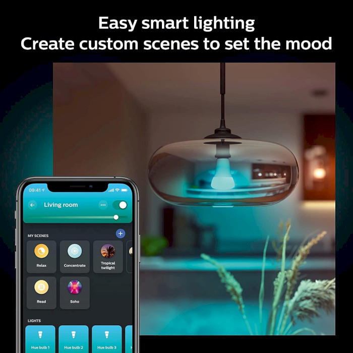 Розумна лампа PHILIPS HUE White and Color Ambiance E27 9W 2000-6500K (929002468801)