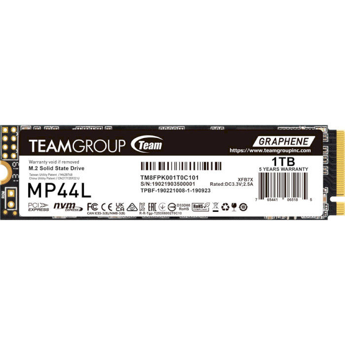 SSD диск TEAM MP44L 1TB M.2 NVMe (TM8FPK001T0C101)