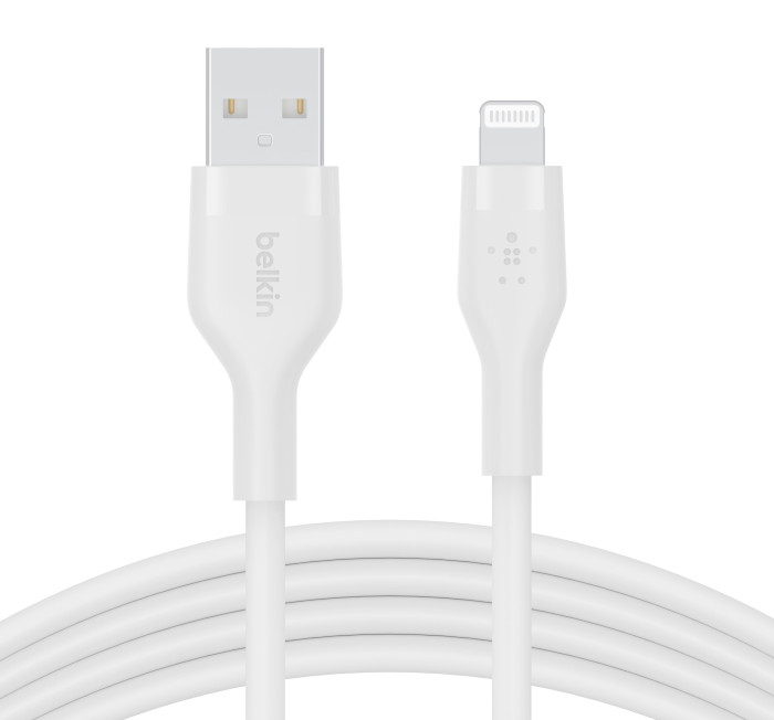 Кабель BELKIN USB-A - Lightning силиконовый, с клипсой, 2м White (CAA008BT2MWH)