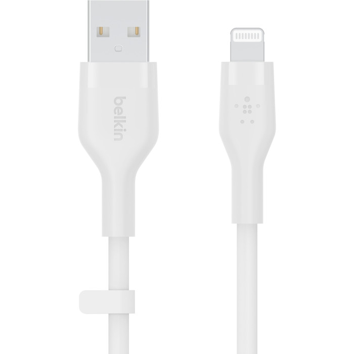 Кабель BELKIN USB-A - Lightning силиконовый, с клипсой, 2м White (CAA008BT2MWH)